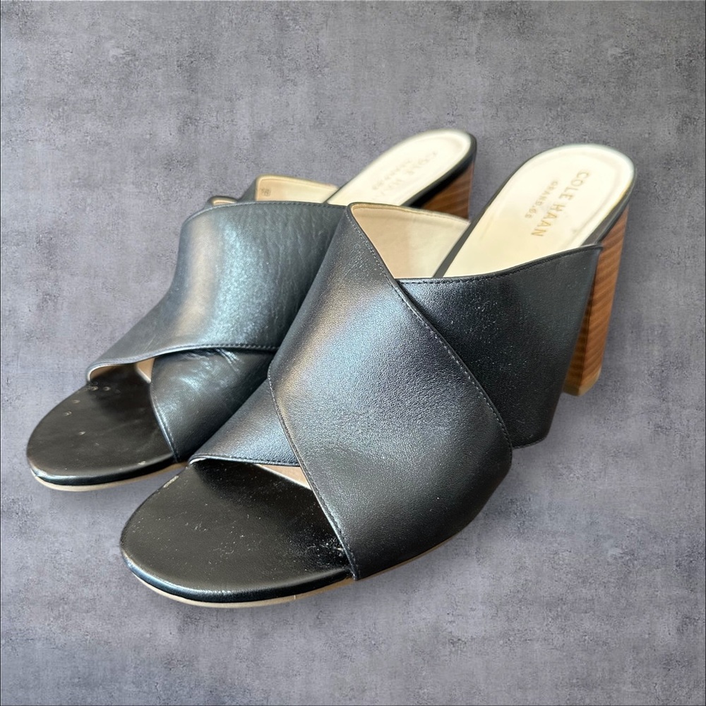 Cole Haan Women’s Gabby Heels Criss Cross Strap Sandal Black Open Toe Size 7.5B